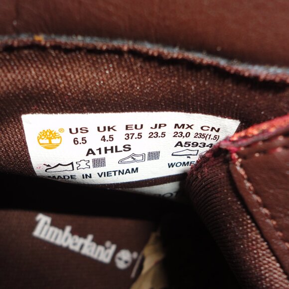 TIMBERLAND "Allington" Red Leather Block Heel Lace Up Boots Size 6.5 - Picture 8 of 8